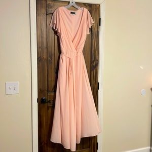 Flutter Sleeve Georgette Wrap Bridesmaid Dress